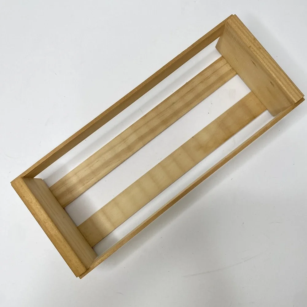 Naturals Cassette Tape Crate Wood Storage Box Pinecone Graphic Retro Media Shelf